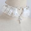 Heart Lace Crossed Pendant Choker Necklace Leather Chocker Halloween Choker Statement Jewelry for Girl Cosplay