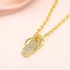 Huitan Funny Slipper Designed Pendant Necklace for Women Versatile Cute Gold Color Accessories Delicate Bright CZ Daily Jewelry
