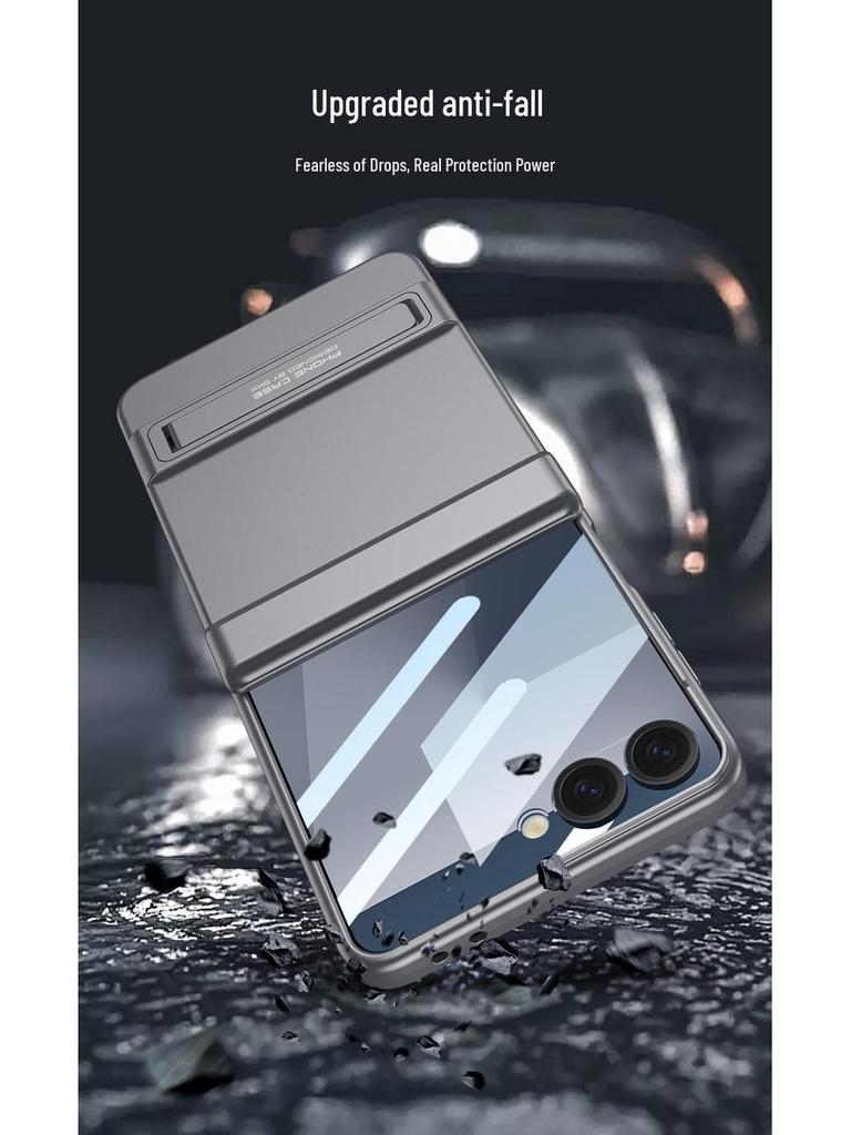 Slim Samsung Z Flip7 Case with Triumph Stand, Full Coverage, Anti-Fall, Solid Color, Hinge Protection