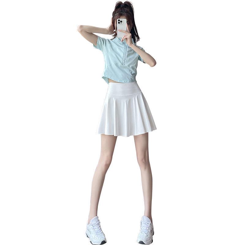 Women's Quick-Dry Sports Set: Summer Tennis Skirt & Short Sleeve Top for Running, Badminton, Yoga, and Fitness