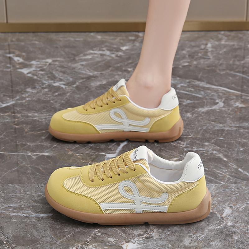 

Модная женская обувь в студенческом стиле с широким носком, мягкая и удобная повседневная обувь на плоской подошве, повседневная спортивная обувь для отдыха на открытом воздухе, женские кроссовки 35 жёлтый