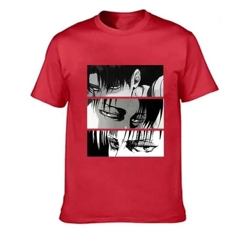 

Men s T-shirt Japanese anime attack Titan Levi Ackerman Eye Punk Top Summer Harajuku Graphic T-shirt 100% cotton 4XL