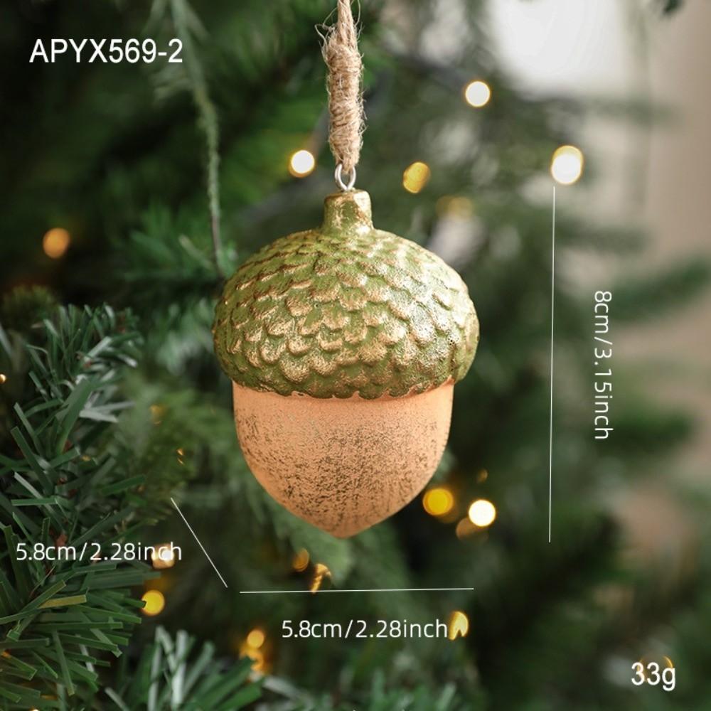 Wooden Christmas Tree Hanging Ornaments Acorn Hazelnut Colorful Christmas Ornaments Xmas Tree Decorations
