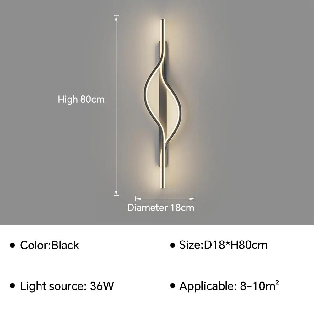 Moderní LED nástěnné svítidlo s páskem pro obývací pokoj, ložnici, noční stolek, konzolové světlo, pozadí, nástěnné svítidlo, domácí dekorace, osvětlovací tělesa