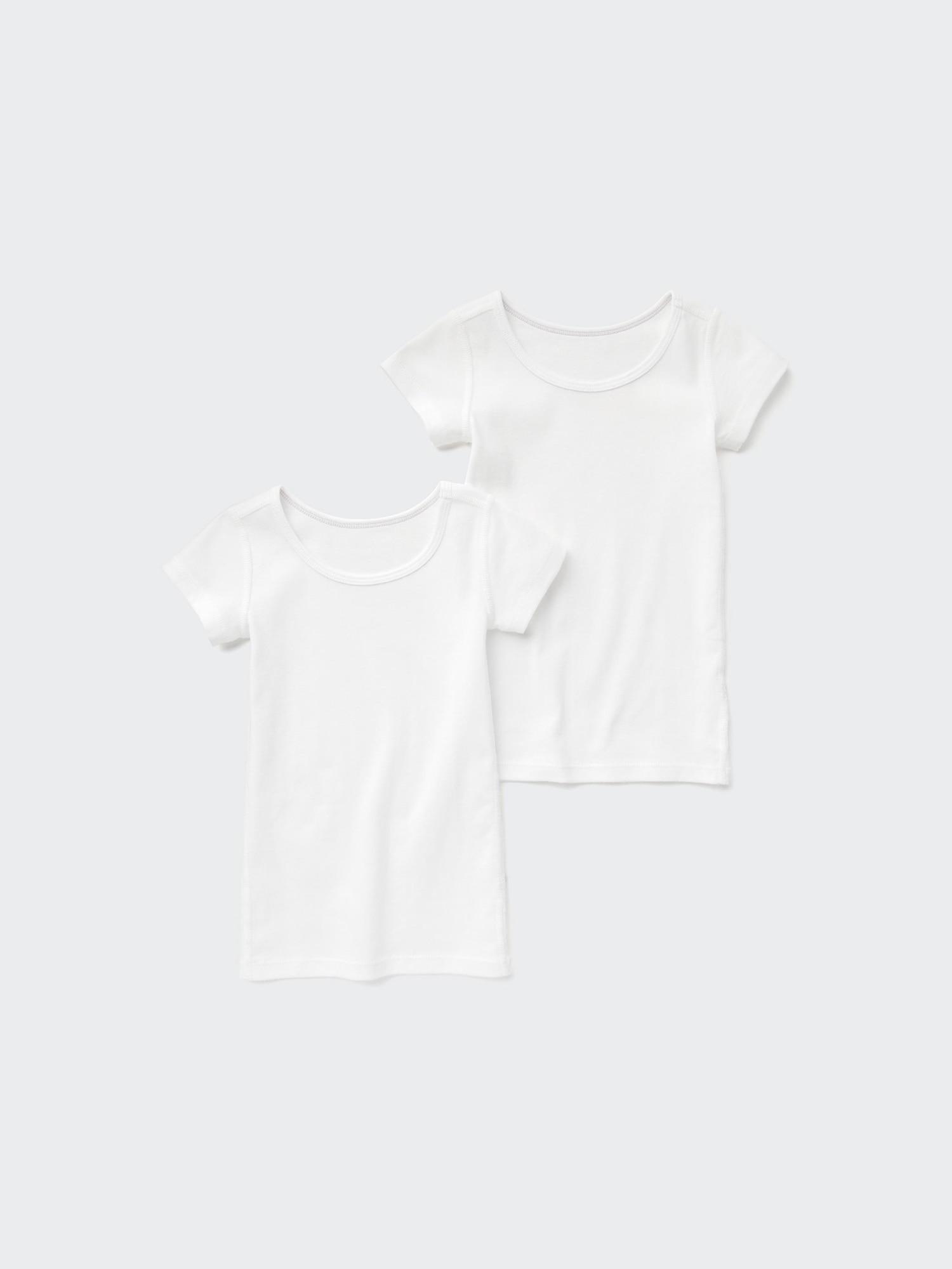 

UNIQLO JAPAN - Набор из 2 хлопковых хлопковых внутренних футболок с короткими рукавами 00 WHITE/120