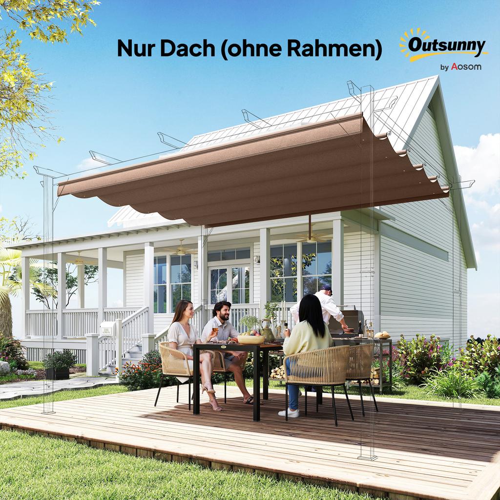 Einziehbare Pergola-Abdeckung, 2,55 x 2,5 m Ersatz-Markisenstoff für 3 x 3 m Gestell, Nur Dach, Braun