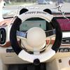 Universal Winter Plush Car Steering Wheel Cover Cute Cartoon Panda Design Ladies Heating Handle Cover for Various Models