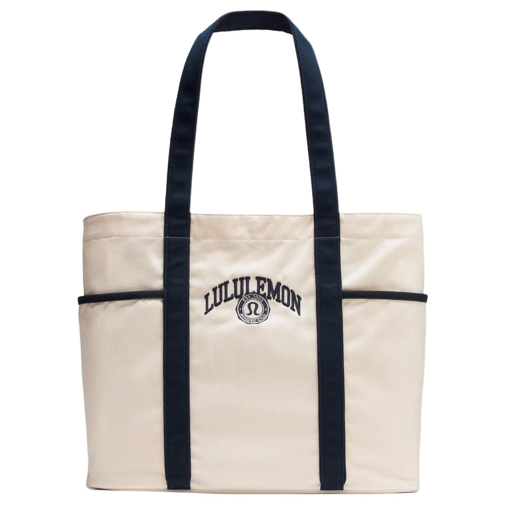 Lululemon Daily 20L Brand Logo Multi-Pocket Design Tote Bag Unisex Tote Bags Ivory Navy-Blue LU9CHRS-321477 Ivory White & Marine Blue