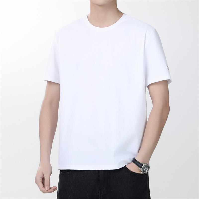Men's Round Neck Ice Silk T-shirt, Quick Drying Short Sleeved Loose Plus Size Sports T-shirt, Men's Clothing