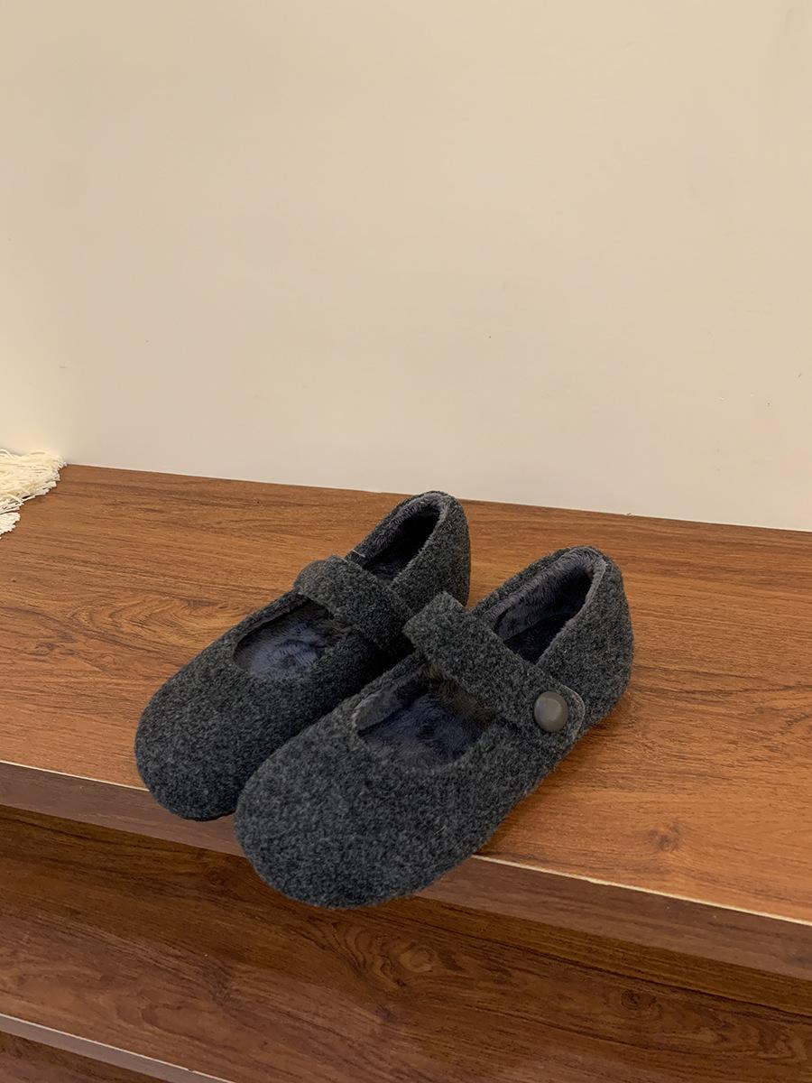 Inner height increase Mary Jane leopard print velvet warm cotton shoes winter fashion Internet celebrity platform Birkenstocks 35