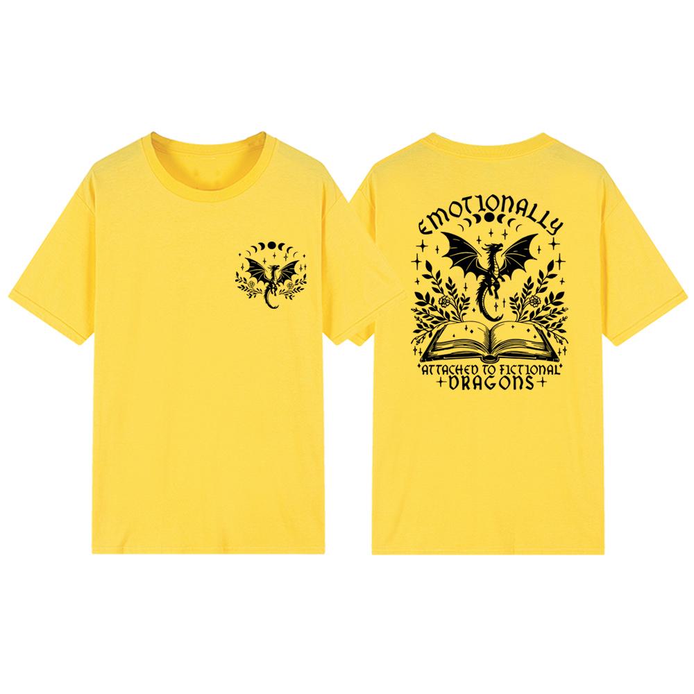 Emotionally Attached To Fictional Dragons T-Shirt Fourth Wing Dragon Shirt Women Graphic T Shirts Fantasy Bookish T-shirt