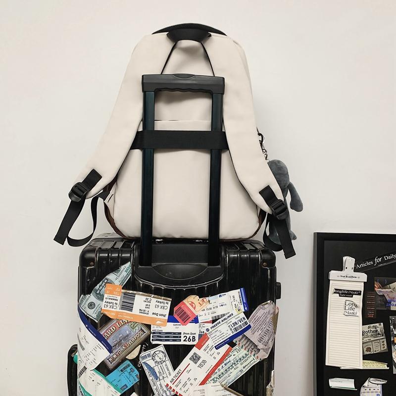 Color Block Student School Bag Men's Large Capacity Backpack Women Travel Couple Bag