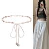 1Pc White Waist Rope Bohemian Style Woven Thin Belt Women's Shell Decoration with Dress Belt Waist Girdle