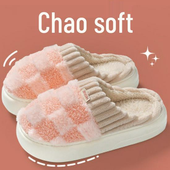 Women's and Men's Furry Plush Non-Slip Indoor Slippers - Thick-Soled, Warm for Autumn and Winter 2025