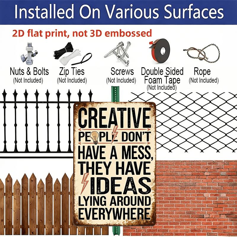 2D Flat 1pc Vintage-Style Metal Wall Sign - "Creative People Don'T Get Confused" - 8X12 Inch Aluminium Art Decoration Featuring An Inspirational