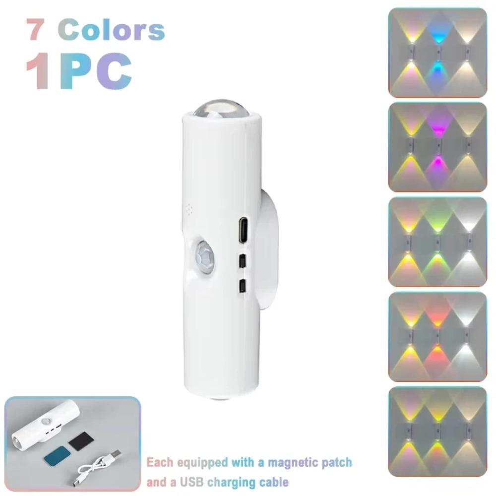 Double-head Cabinet Lamp Under Kitchen Spotlight with Motion Sensor Tri Color White or RGB Optional Rechargeable Sunset Light
