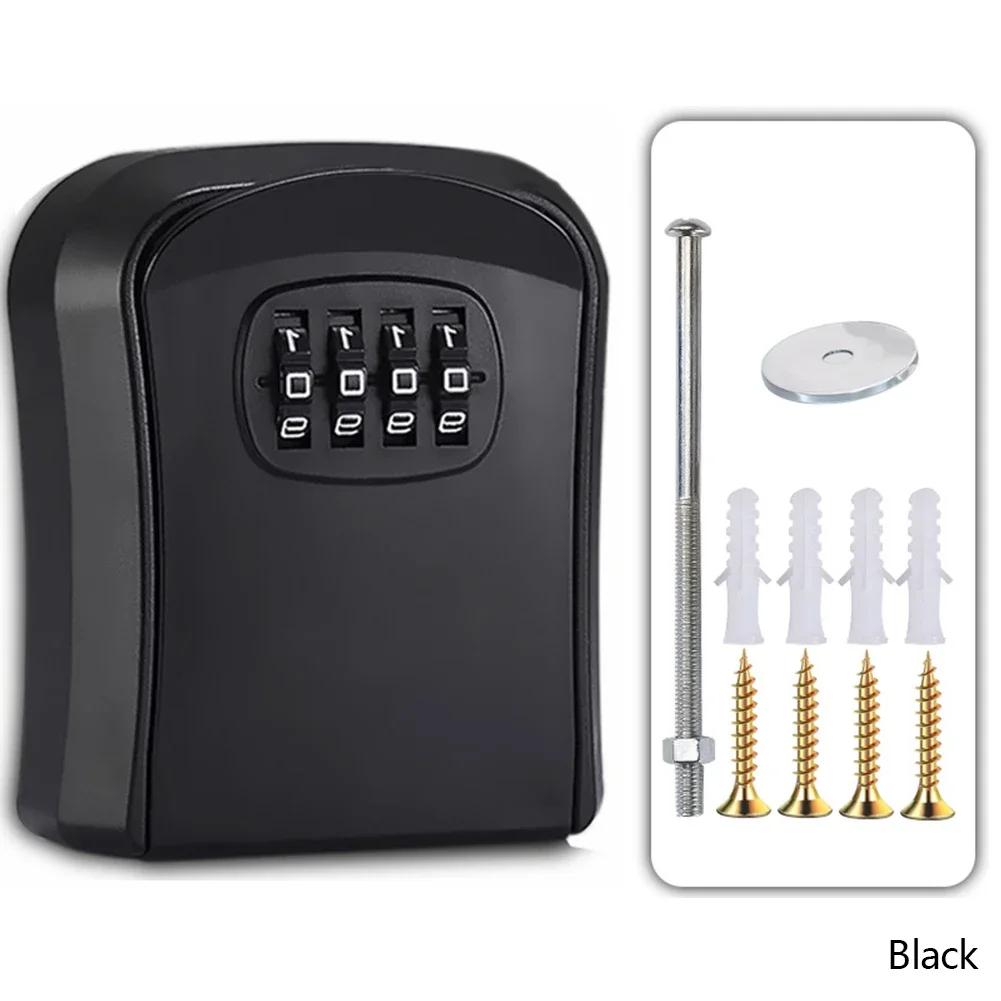 Wall Mount Key Lock Box 4 Digit Password Code Security Lock No Key for Home Office Key Safe Secret Storage Box Organizer