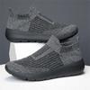 Fashion Lace-free Knitted Men's Sneakers Luxury Tennis Athletic Black Shoes With Sports Runners Visitors Global Brands Top Sale