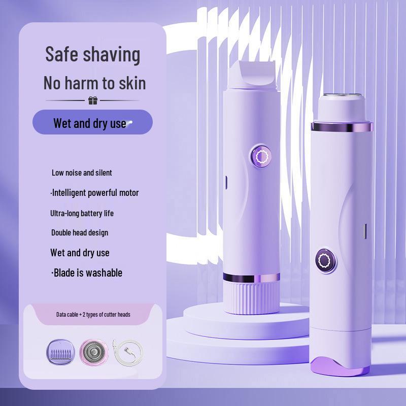 Перезаряжаемая женская бритва и эпилятор с двумя головками для интимных зон