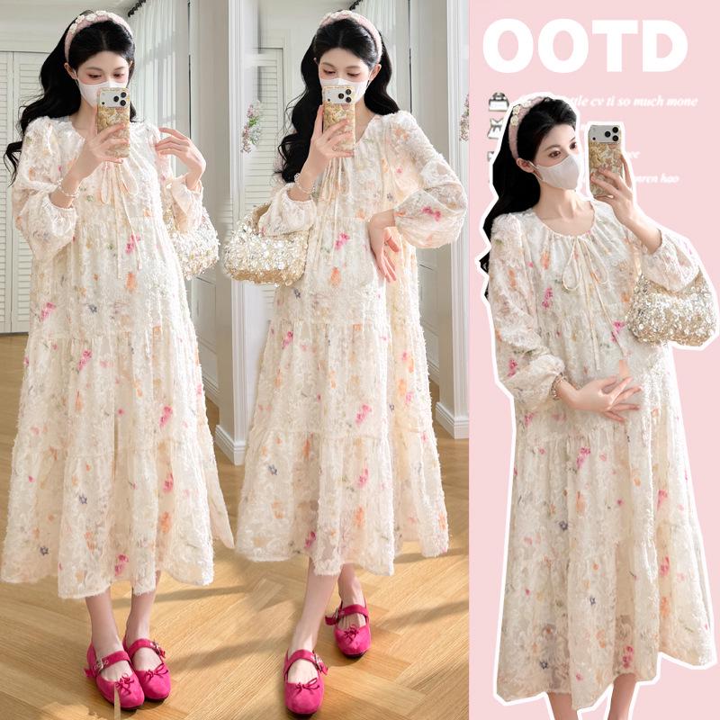 2026 Spring Floral Maternity Dress: Elegant, Loose, Slimming, Age-Reducing Design L