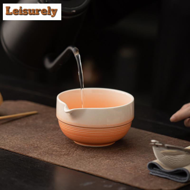 2pc/lot Gradient Color Conch Ceramic Tea Set Complete Set Japanese Matcha Set Kit Tea Ceremony Kitchen Supplies for Tea Lovers