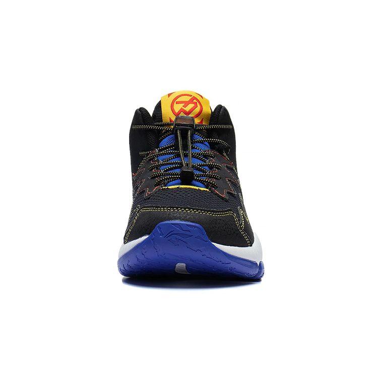 LiNing Youth  Rebound Shock Absorption Breathable Wear-Resistant Non-Slip Mid-Top Basketball Shoes Kids Basketball Shoes Black YKBS088-3