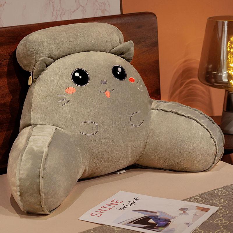Cute Cartoon Car Headrest Back Cushion Soft Embroidered Plush Lumbar Support Back Pillow Car Seat Waist Protection Accessory Pad