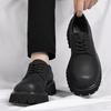Fashion Black thick soled men's shoes Versatile minimalist design style Leisure Business Office Fashion Party height increasing shoes