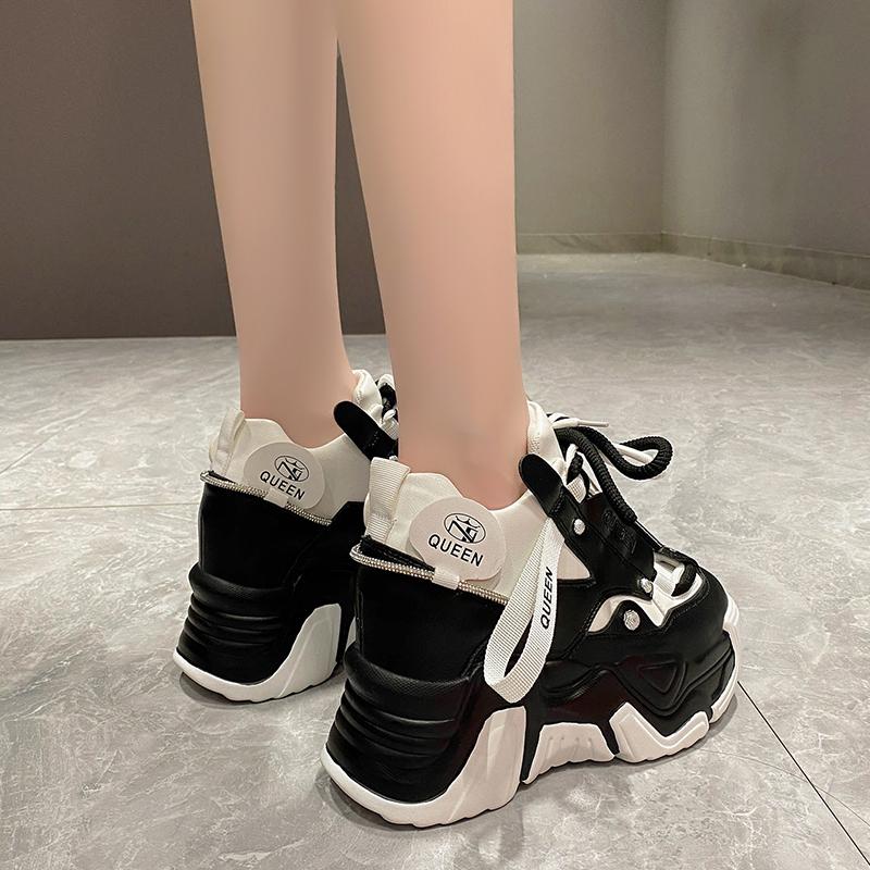 Fashion Fashion New Spring Women Chunky Sneakers Casual Shoes 10CM Wedge Heels Platform Shoes Chaussures Femme Sports Dad Shoes Autumn