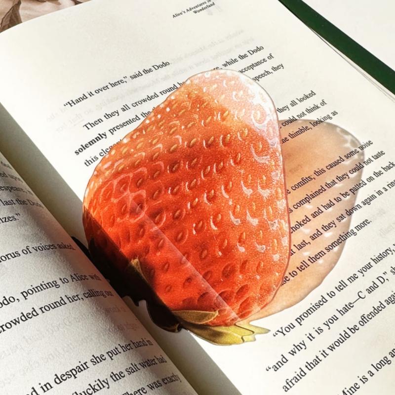 Marque-page en acrylique en forme de fruit Pomme Raisin Simulation Marque-page de lecture transparent Papeterie d'apprentissage Jouet pour enfants Cadeau