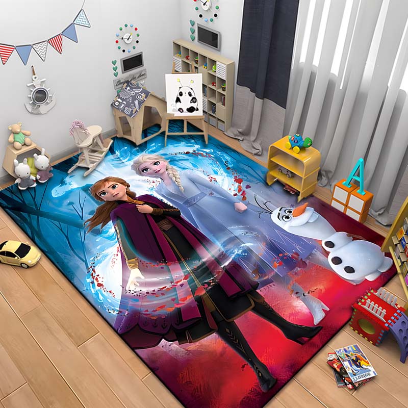 Snow Queen Frozen Elsa HD Printed Large Area Rug Carpet for Living Room Cartoon Children's Bedroom Sofa Doormat Floor Rug Gift