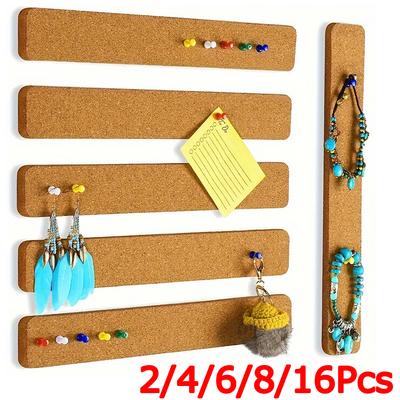 2pcs/4pcs/8pcs/16pcs Message Board Blackboard Announcement Strip DIY Cork Felt School Self-adhesive Notice Long Cork Strip Office