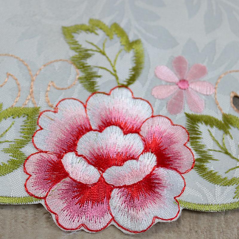 NEW Satin Rose Flower Embroidery Table Place Mat Cloth Wedding Christmas Party Placemat Kitchen Table Decoration and Accessories