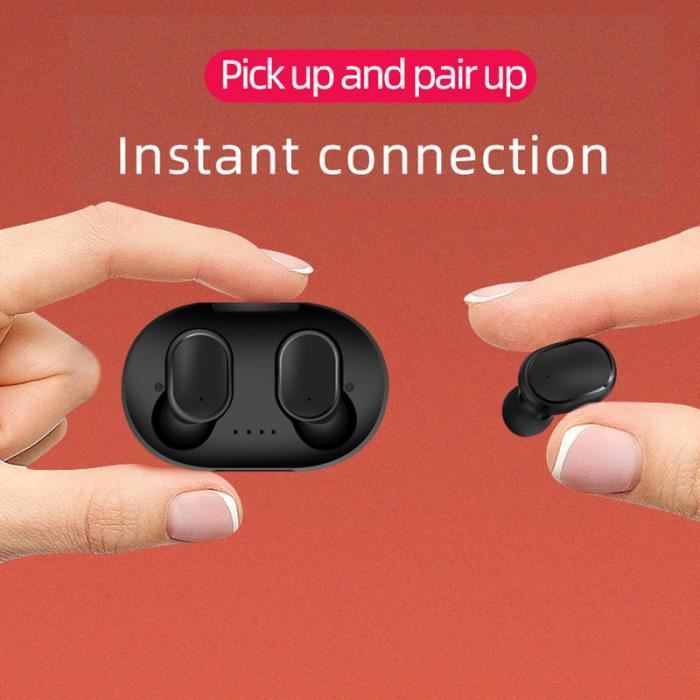 A6S TWS Oreillettes Bluetooth pour Redmi Airdots Écouteurs Sans Fil 5.0 Casque Antibruit Mic pour Xiaomi iPhone Huawei Samsung noir