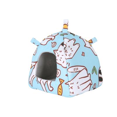 Animal Hideout Warm Parrot Hanging Hammock Print Design Fleece Hamster Cage Nest Cartoon with Mat Bird Nest House Autumn Winter