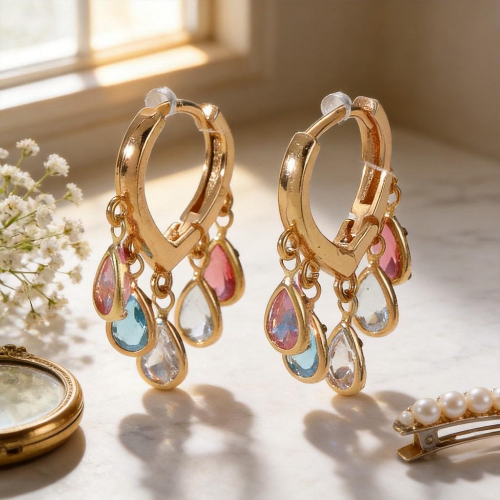 Love Heart Zircon Water Drop Earrings With Zinc Alloy And Electroplating For Women