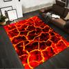 3D rotes Lavavulkan-Muster bedruckter Flanell-Teppich, rutschfest, geeignet für Schlafzimmer, Wohnzimmer, Heimdekoration