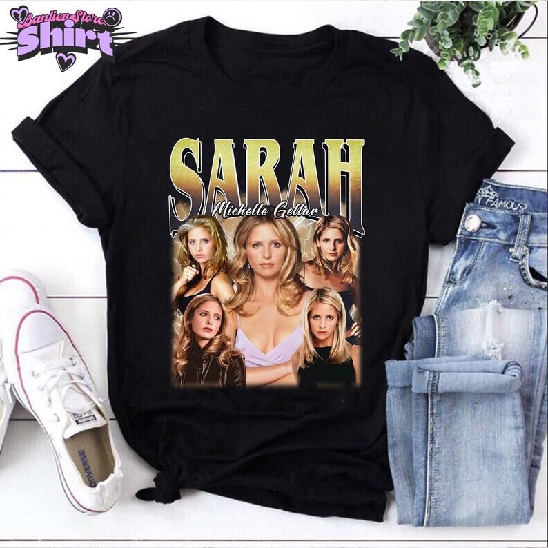 Sarah Michelle Gellar Bootleg Unisex Shirt Sarah Michelle Gellar Shirt Movie Tv Show Merch Shirt 90s Retro Casual Tshirt