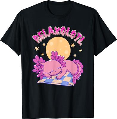 Relaxolotl Cute Sleeping Axolotl Graphic Tee Soft Cotton Casual Short Sleeve T-Shirt for Men