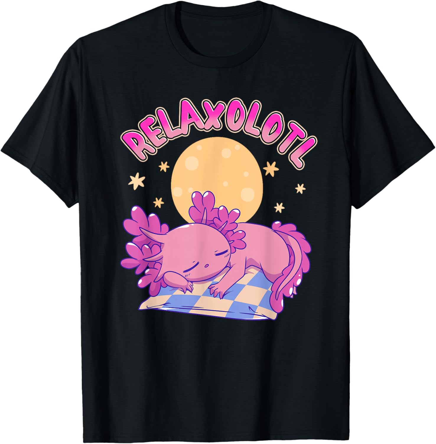

Relaxolotl Cute Sleeping Axolotl Graphic Tee Soft Cotton Casual Short Sleeve T-Shirt for Men 4XL