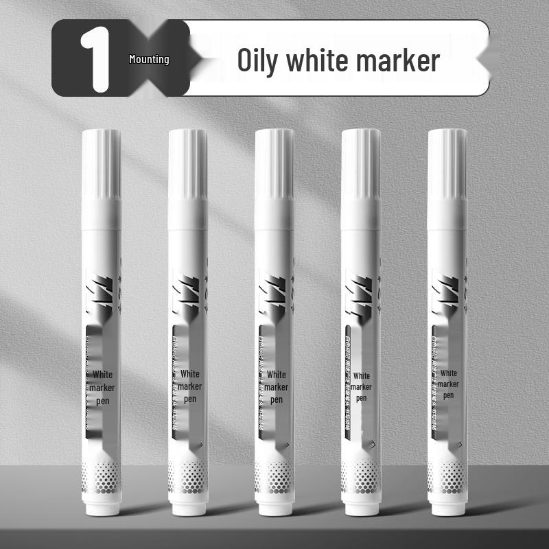 White Waterproof Quick-Dry Oil-Based Tire Marker Pen, Fade-Resistant Fine and Broad Points for Labeling.