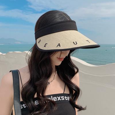 Hat Female Embroidery Letters Empty Top Breathable Sun Hat Summer Outdoor Sun Hat New