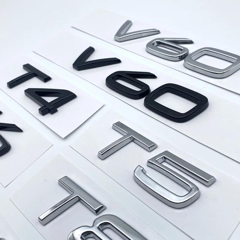 ABS Chrome Glossy Black Letters Numbers Emblem B4 B5 T4 T5 T6 T8 Trunk Badge Decal Car Sticker for Volvo V60 Auto Accessories