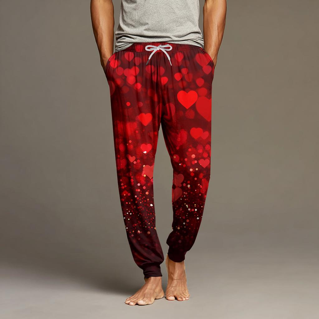 Herren Kordelzug Tasche Bündchen Freizeithose Zuhause Schlafhose