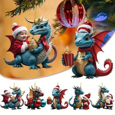 Cute Christmas Decorations Dragon Statue Ornaments Pendant Holiday Decoration Pendants Car Pendants Interior Decorations String Beads Decorating CDN