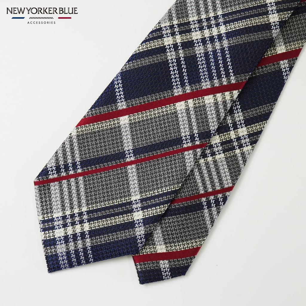 [New Yorker Blue] Check Pattern (Multi-Check) Necktie NB915913 Navy Gray Free Size Business Suit Style Gift