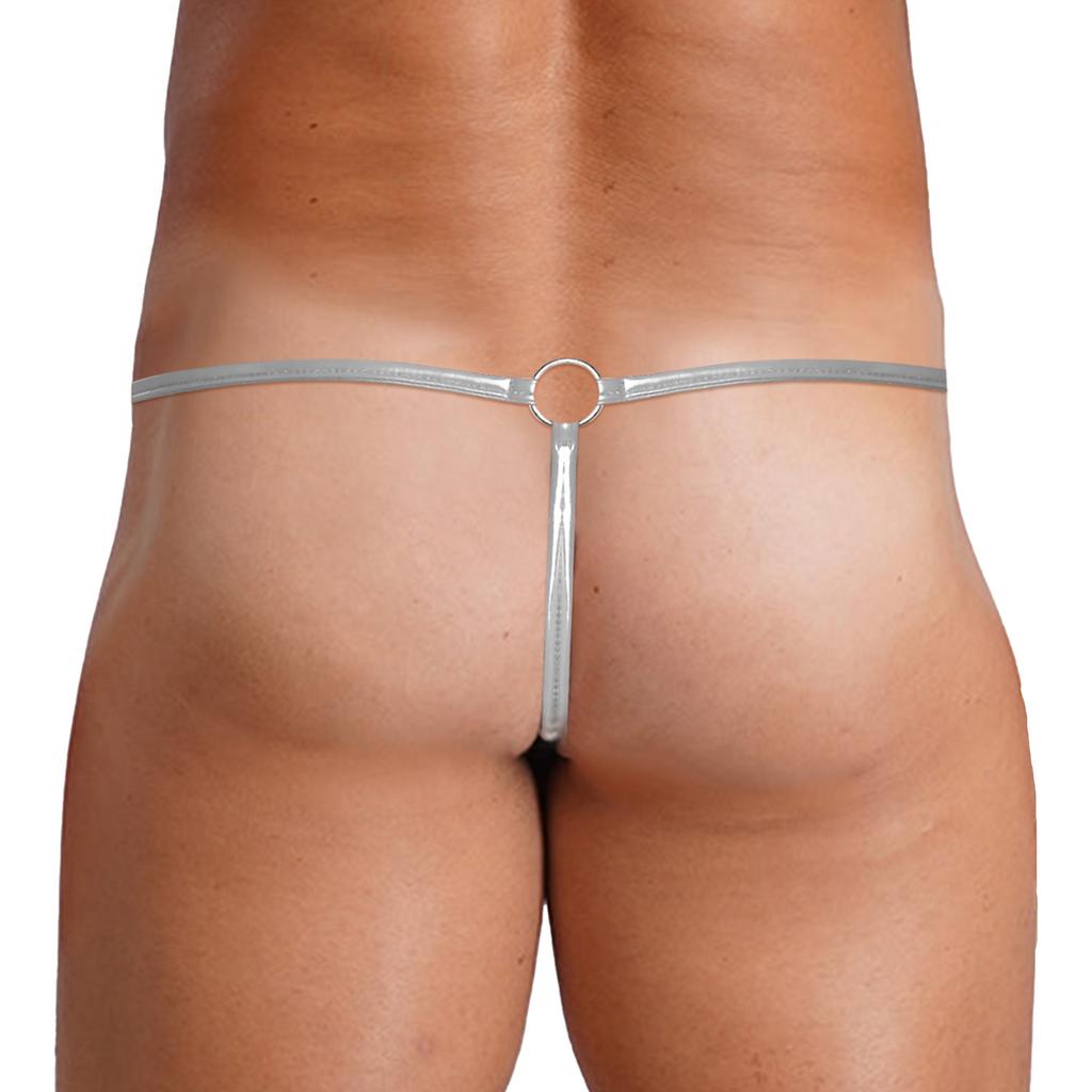 Per Uomo G-string Lucido Perizoma Vita Sottile Tasca Sporgente Anello a O Dorso a T Slip