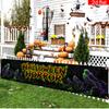 Halloween Yard Sign Party Banner, Spooky Cemetery Pattern, Polyester Outdoor Garden Courtyard Fence Decoration