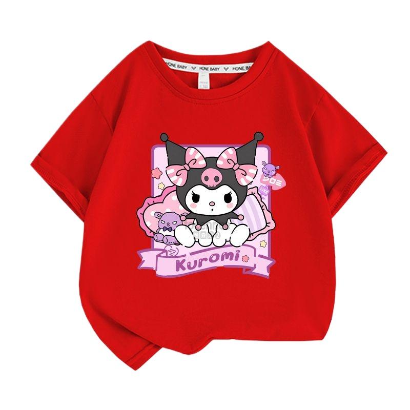 2026 New Series - Sanrio Summer Children's Clothing Cute Kuromi Print Simple Casual T-Shirt