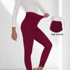 Women Leggings Solid Color High Waist Plush Lining Thickened Warm Pants Tight Fit Cold Weather Leggings